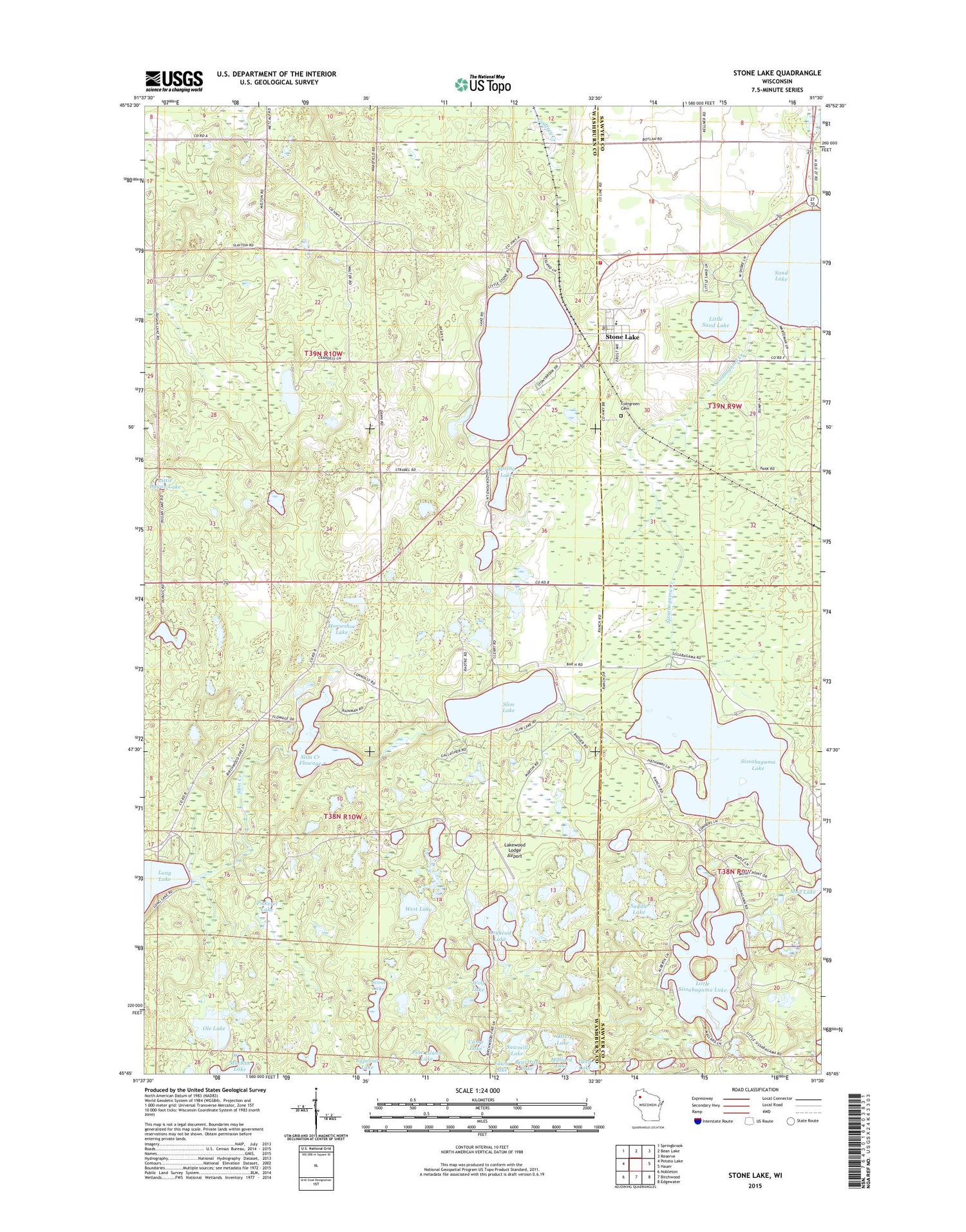 Stone Lake Wisconsin US Topo Map Image