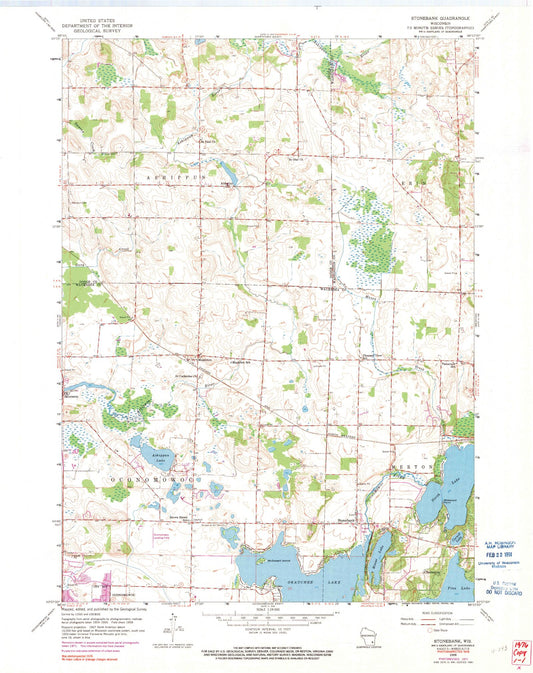 Classic USGS Stonebank Wisconsin 7.5'x7.5' Topo Map Image