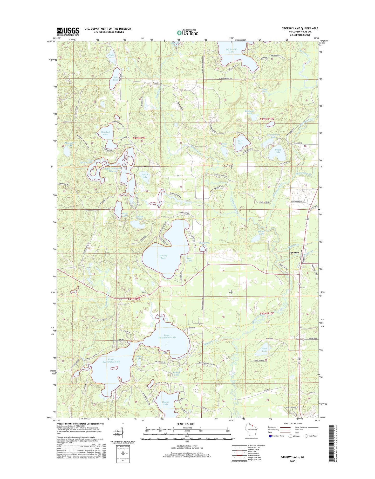 Stormy Lake Wisconsin US Topo Map Image