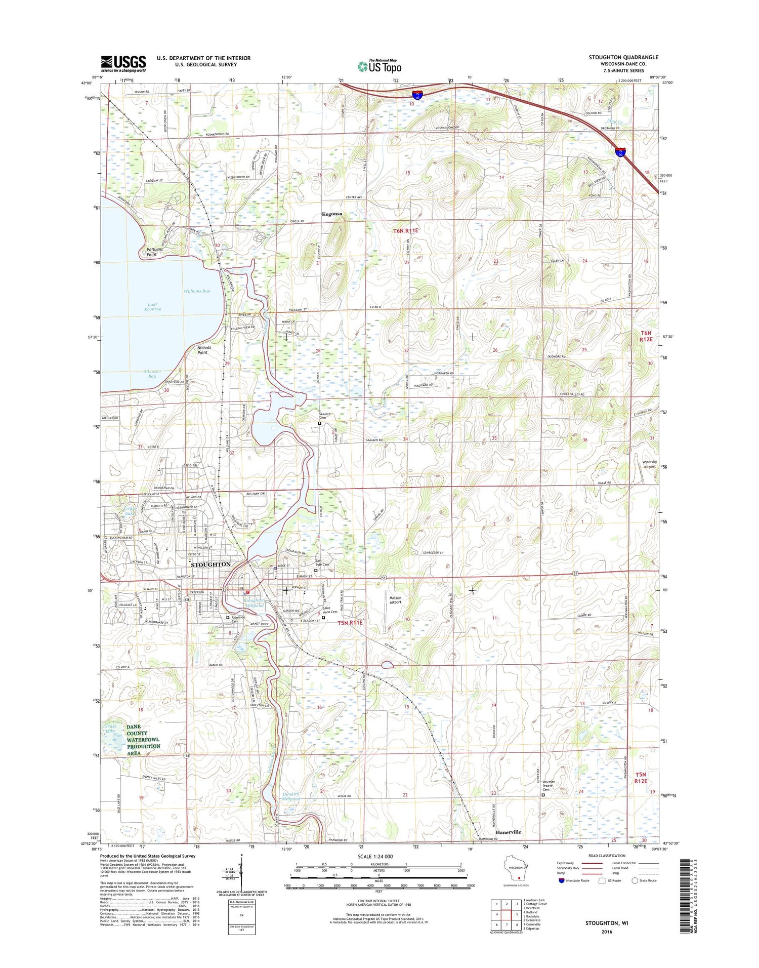 Stoughton Wisconsin US Topo Map Image