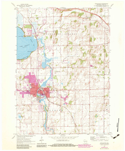 Classic USGS Stoughton Wisconsin 7.5'x7.5' Topo Map Image