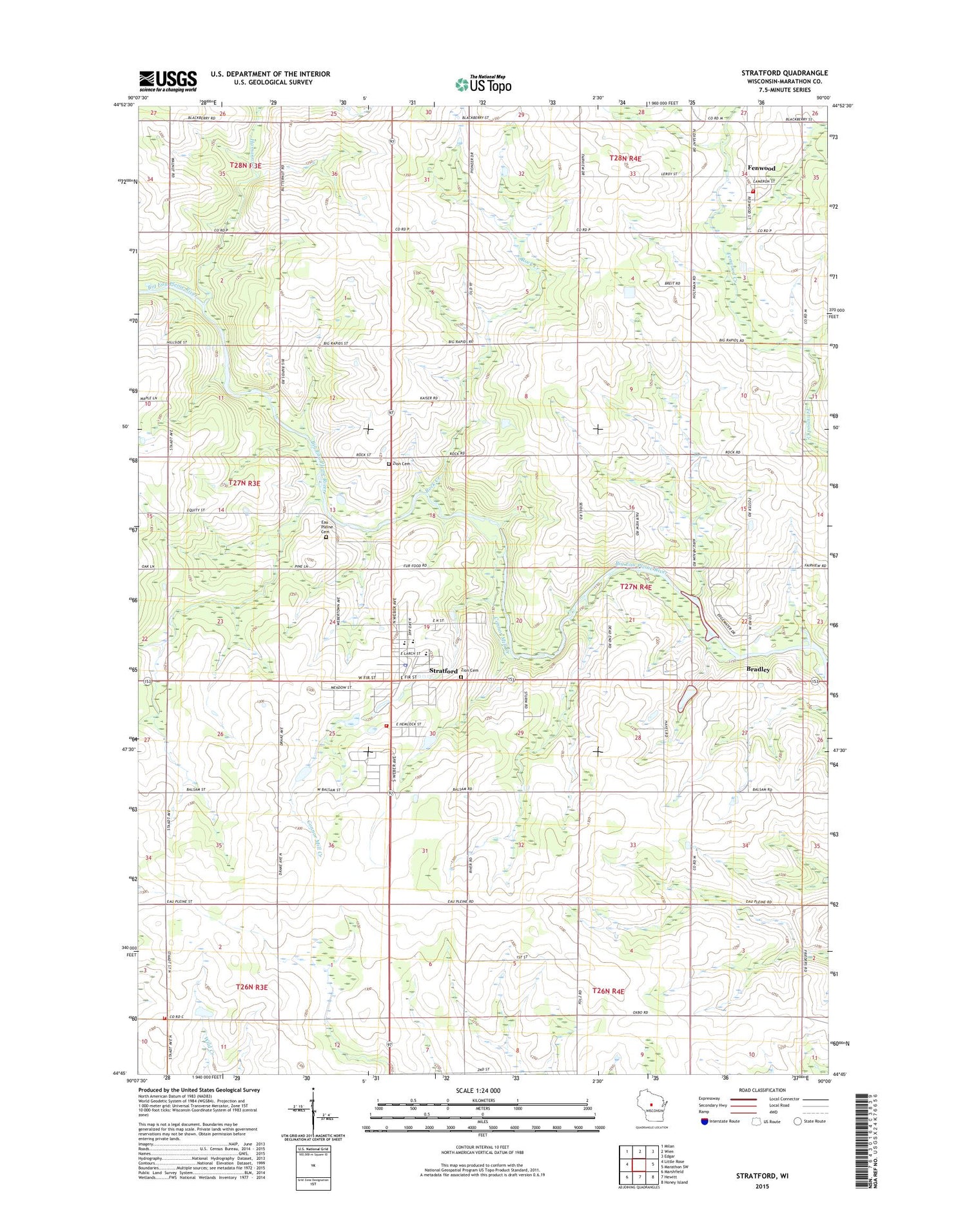 Stratford Wisconsin US Topo Map Image