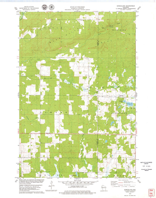 Classic USGS Strickland Wisconsin 7.5'x7.5' Topo Map Image