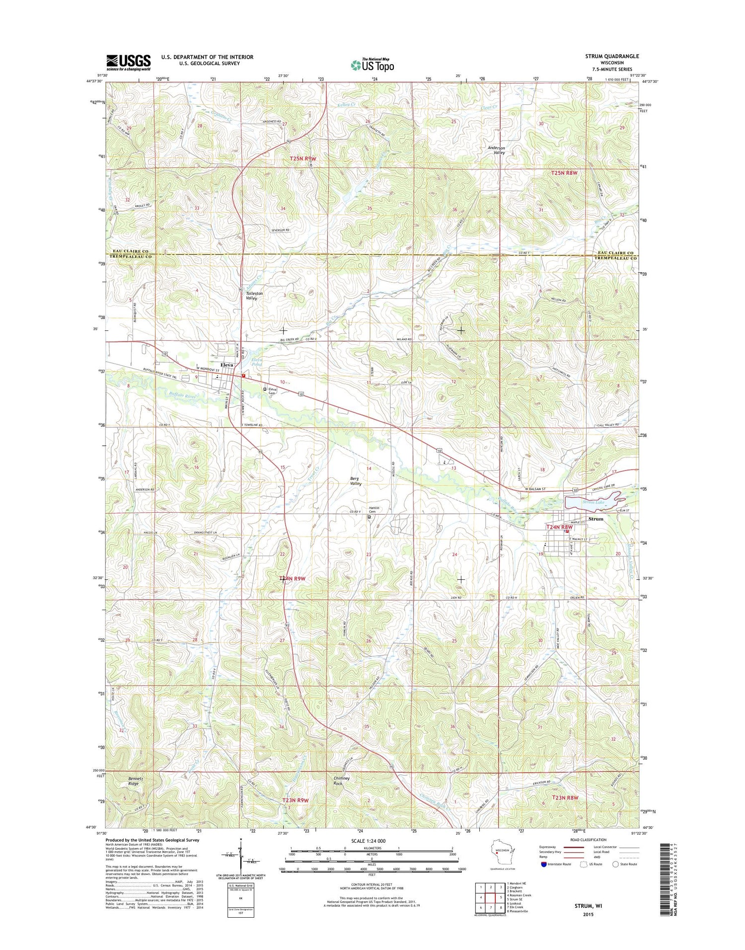 Strum Wisconsin US Topo Map Image