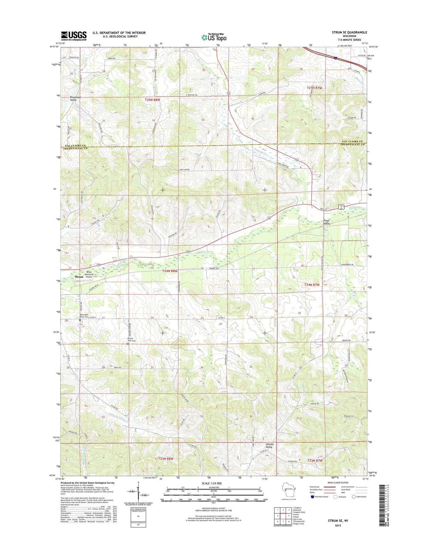 Strum SE Wisconsin US Topo Map Image