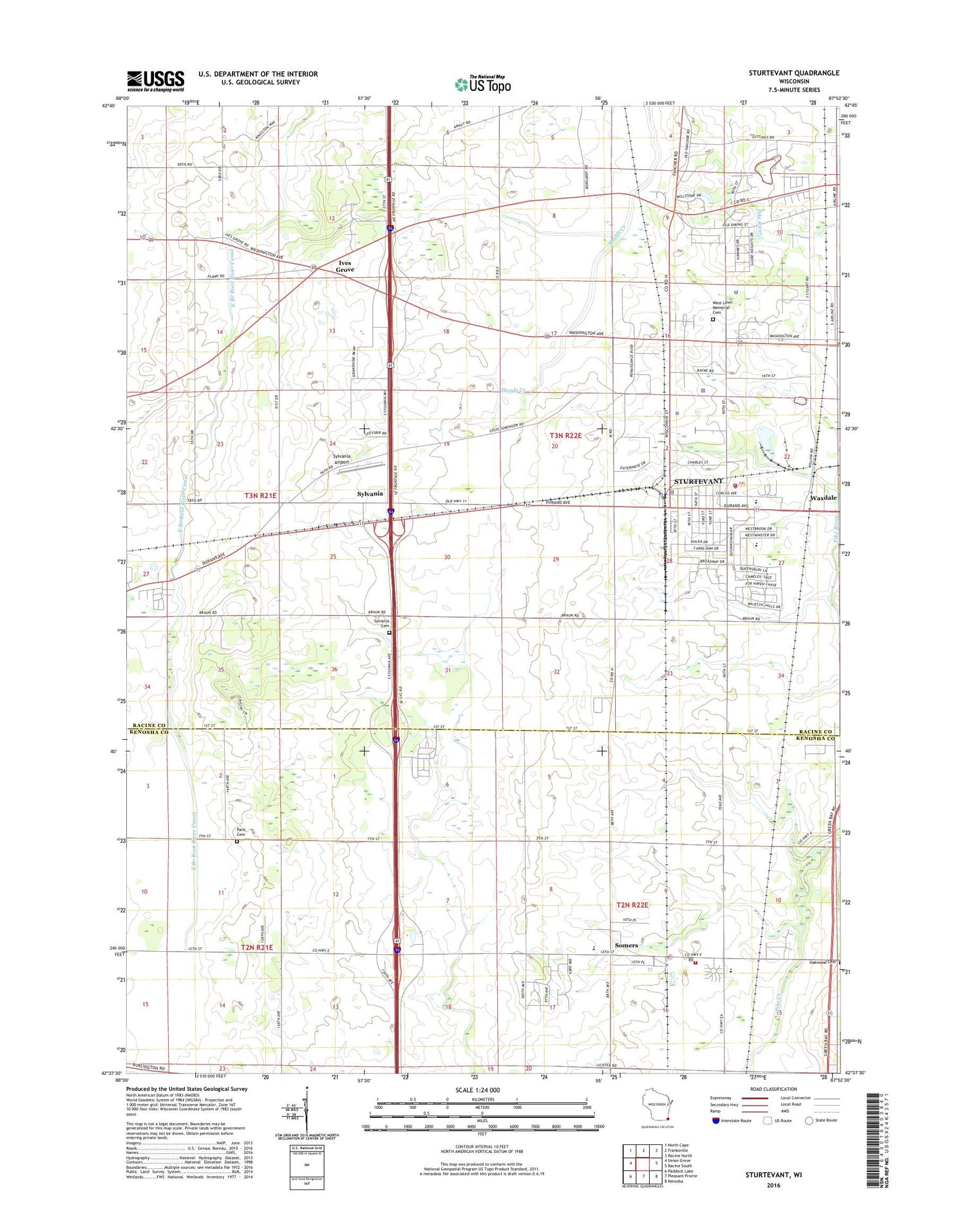 Sturtevant Wisconsin US Topo Map Image