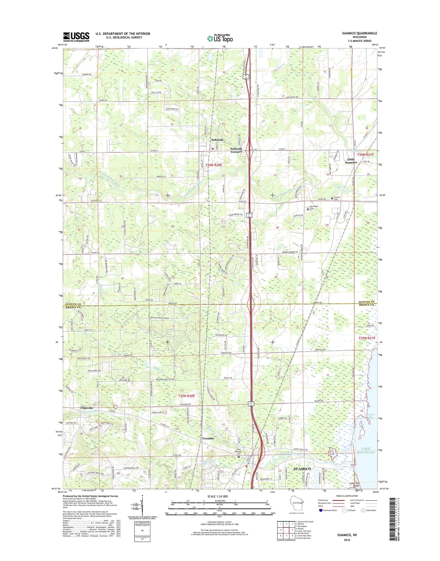 Suamico Wisconsin US Topo Map Image