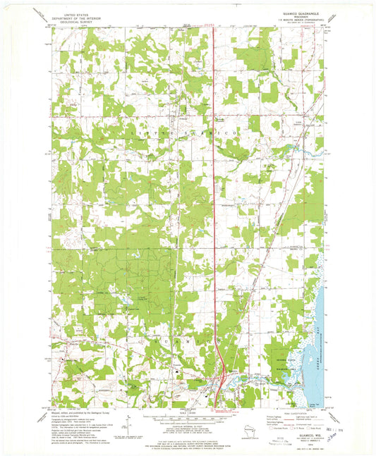 Classic USGS Suamico Wisconsin 7.5'x7.5' Topo Map Image