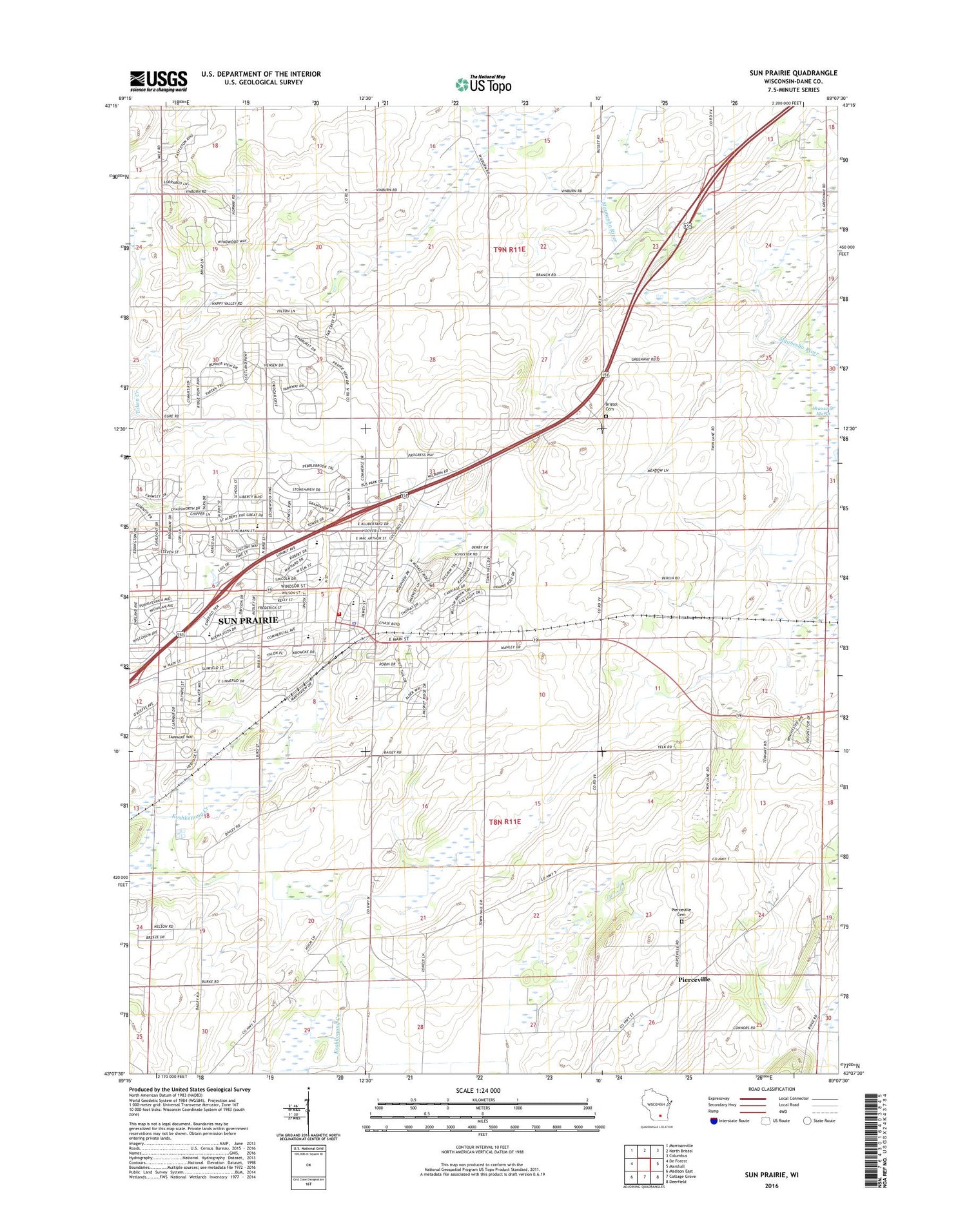 Sun Prairie Wisconsin US Topo Map Image
