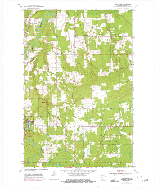 Classic USGS Sunnyside Wisconsin 7.5'x7.5' Topo Map Image