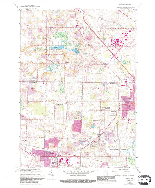 Classic USGS Sussex Wisconsin 7.5'x7.5' Topo Map Image