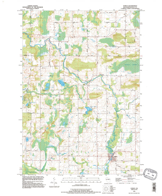 Classic USGS Symco Wisconsin 7.5'x7.5' Topo Map Image