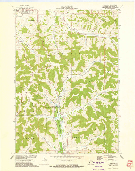 Classic USGS Tamarack Wisconsin 7.5'x7.5' Topo Map Image