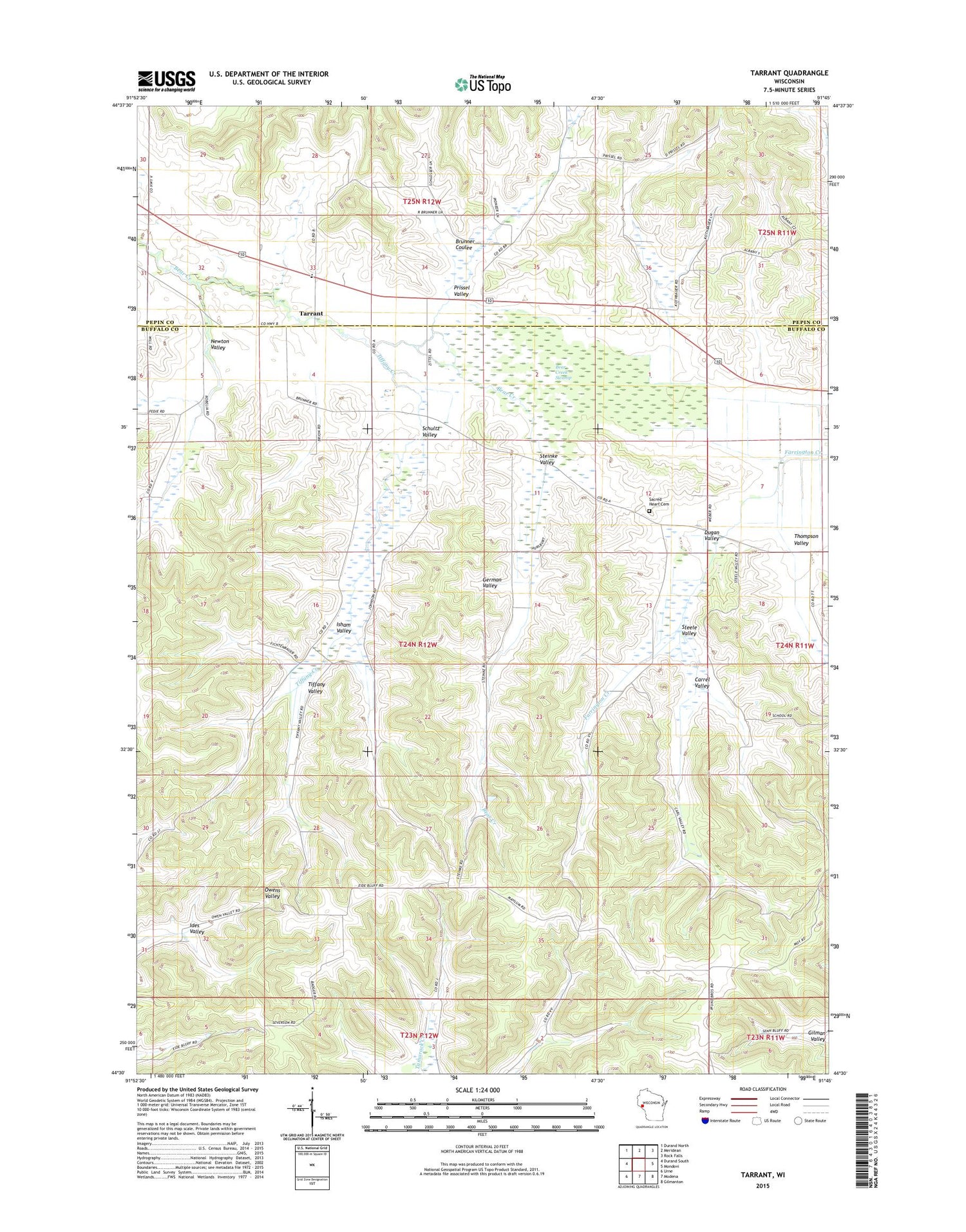 Tarrant Wisconsin US Topo Map Image