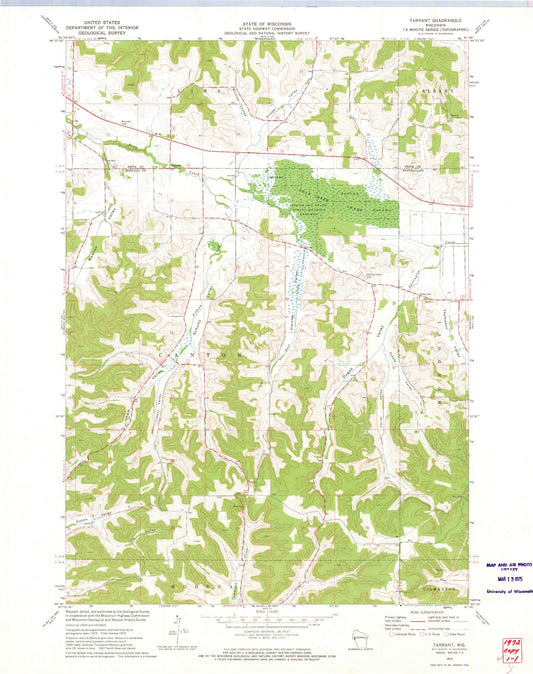 Classic USGS Tarrant Wisconsin 7.5'x7.5' Topo Map Image
