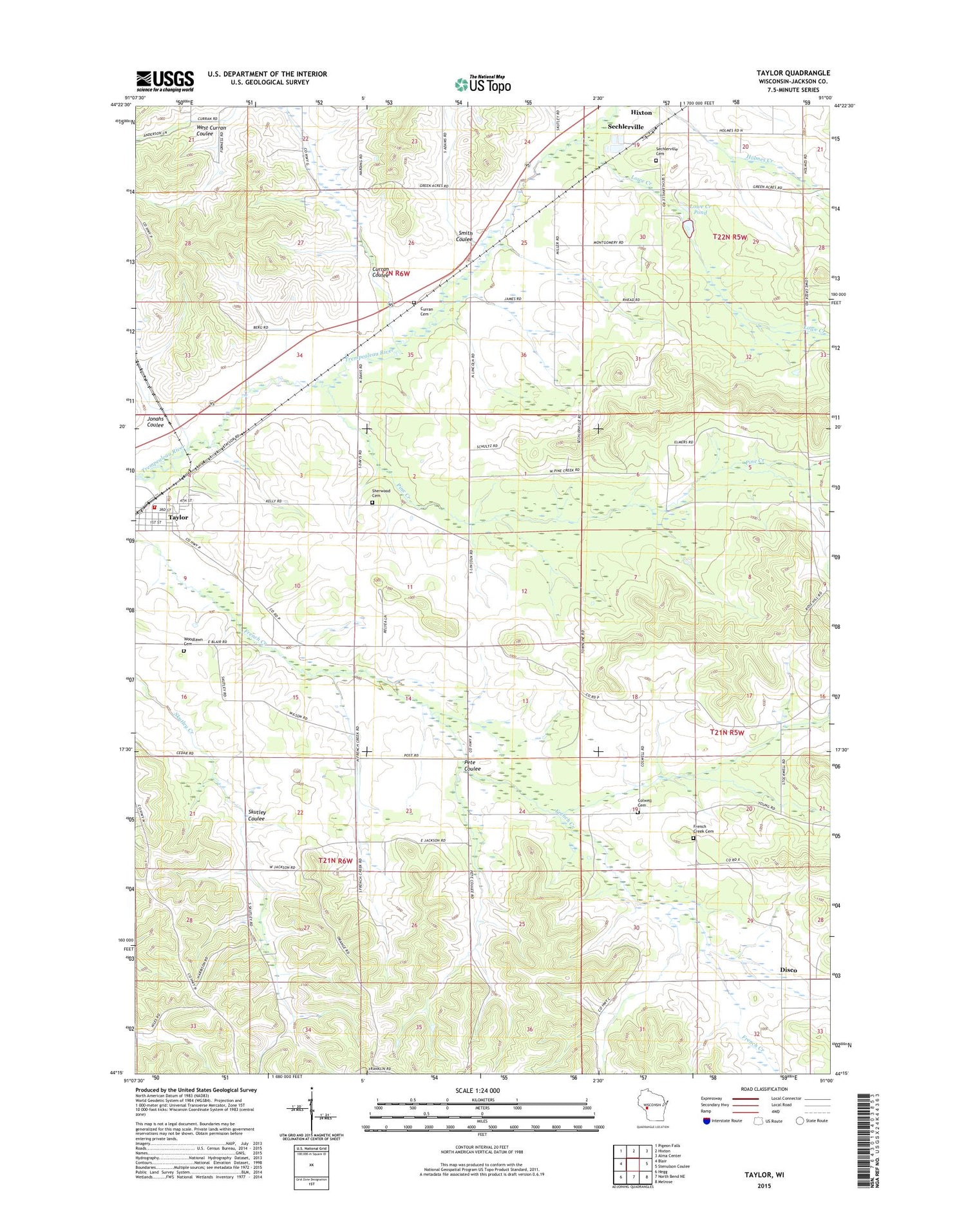 Taylor Wisconsin US Topo Map Image