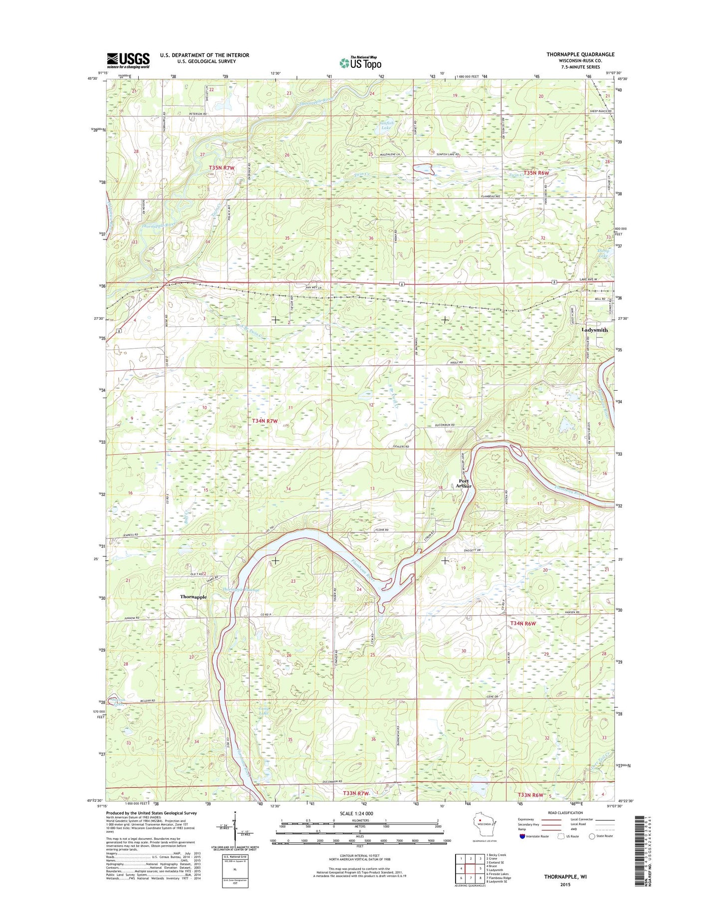 Thornapple Wisconsin US Topo Map Image