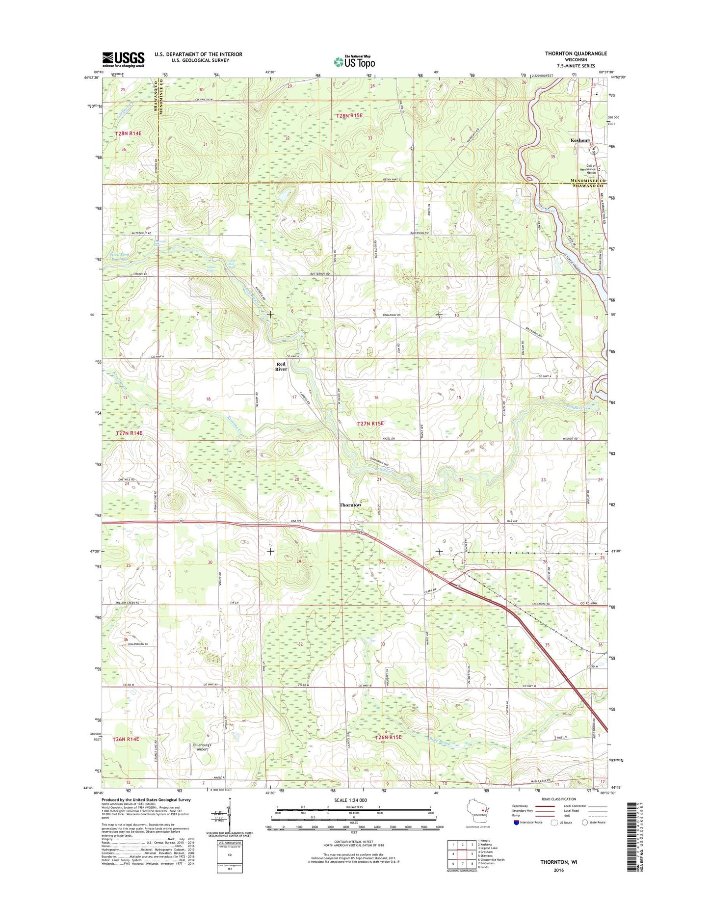 Thornton Wisconsin US Topo Map Image