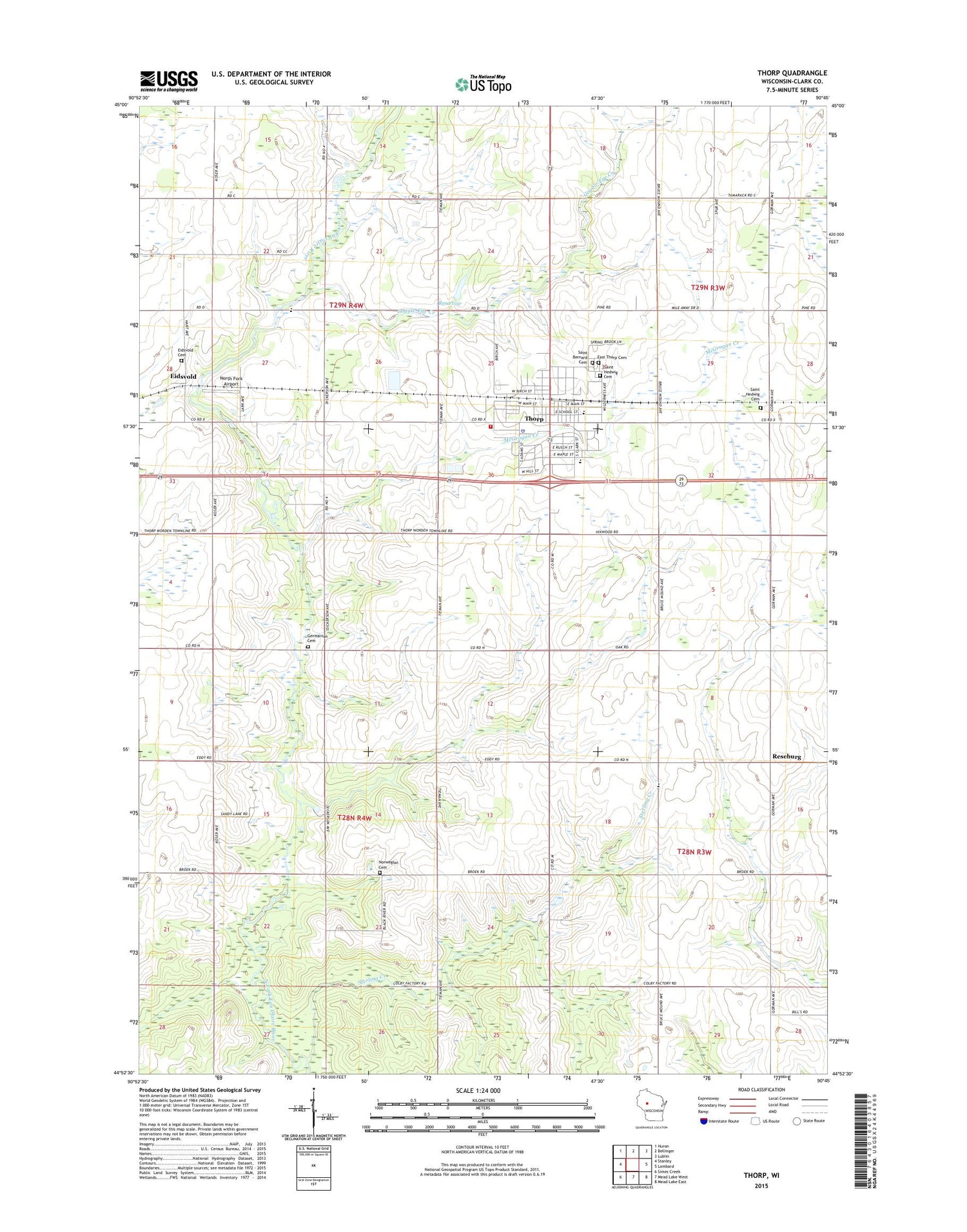 Thorp Wisconsin US Topo Map Image