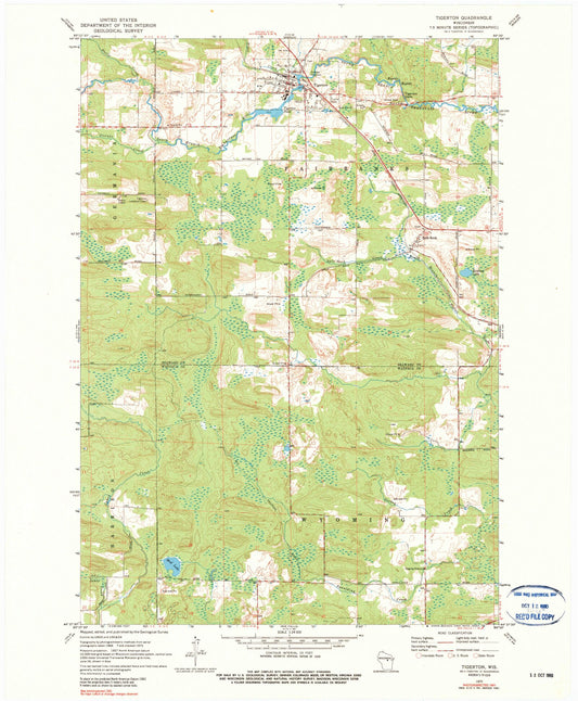 Classic USGS Tigerton Wisconsin 7.5'x7.5' Topo Map Image