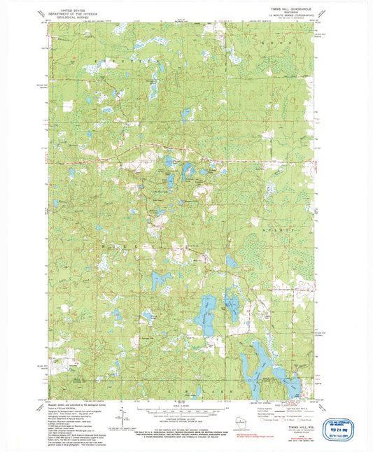 Classic USGS Timms Hill Wisconsin 7.5'x7.5' Topo Map Image