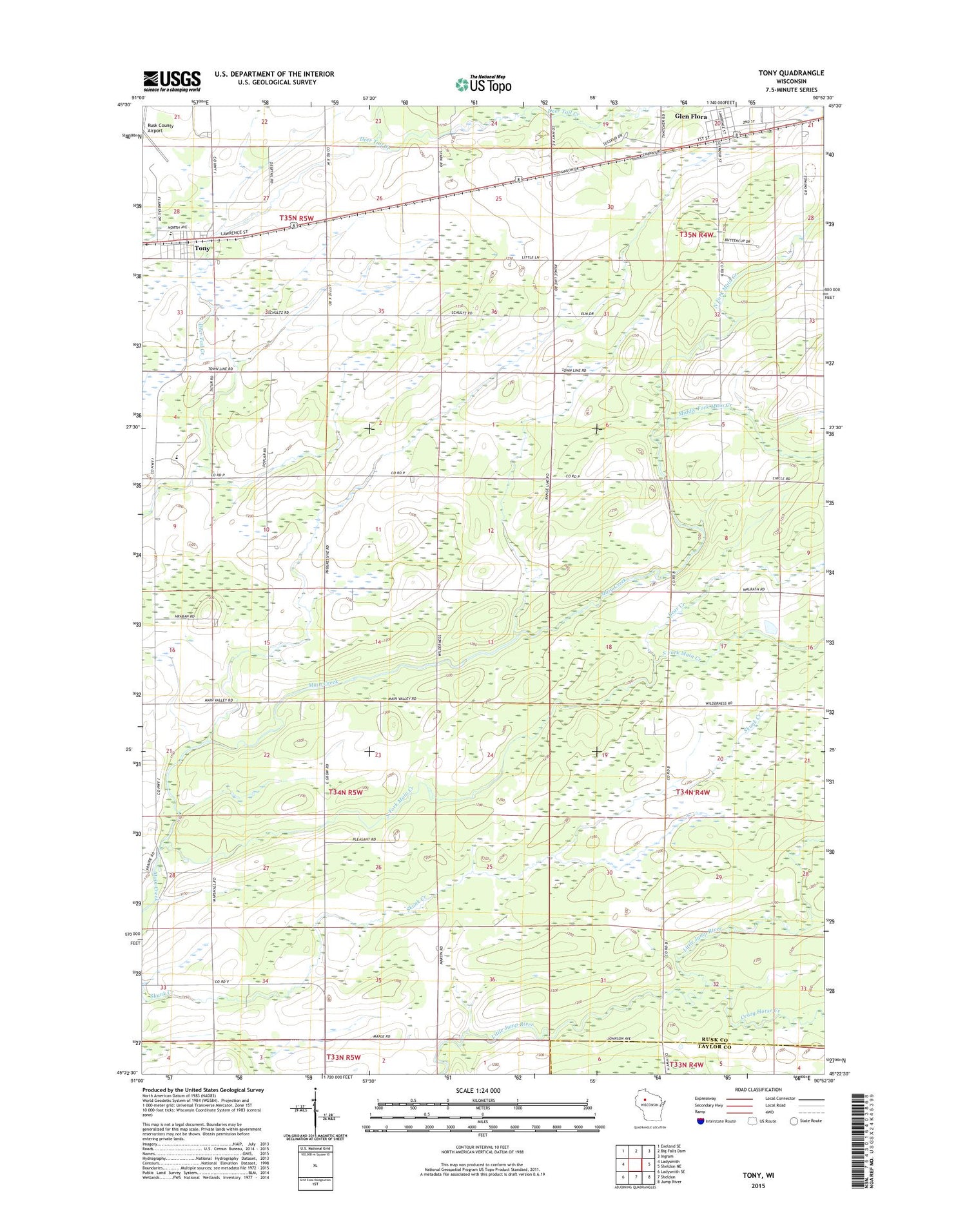 Tony Wisconsin US Topo Map Image