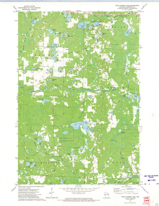 Classic USGS Town Corner Lake Wisconsin 7.5'x7.5' Topo Map Image