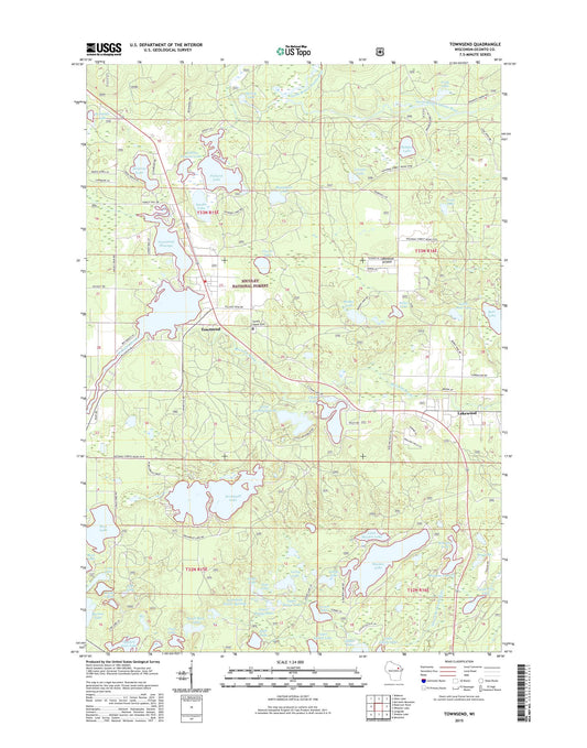 Townsend Wisconsin US Topo Map Image