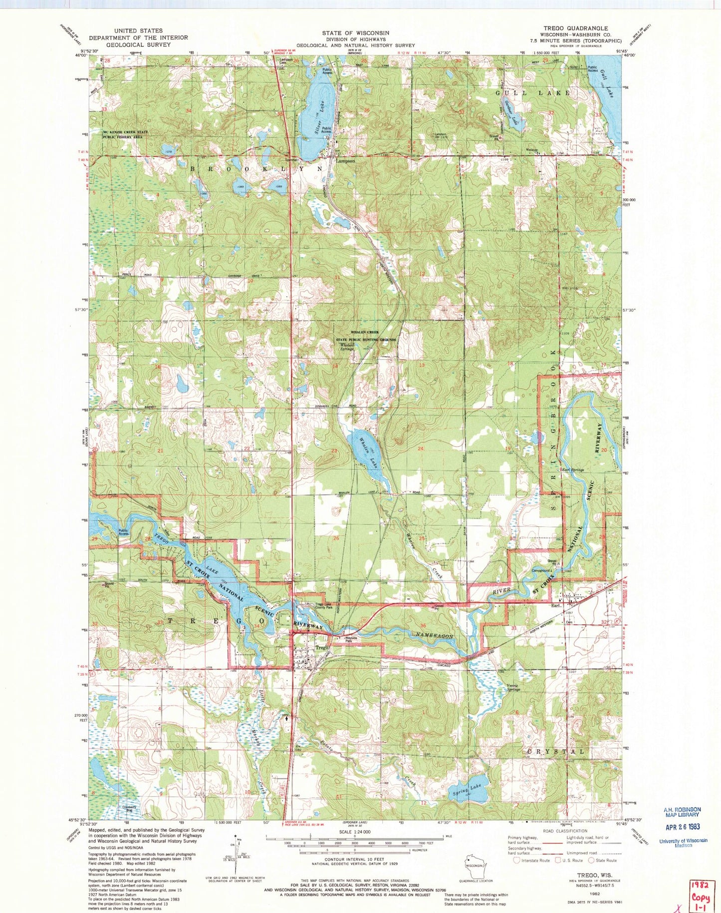 Classic USGS Trego Wisconsin 7.5'x7.5' Topo Map – MyTopo Map Store