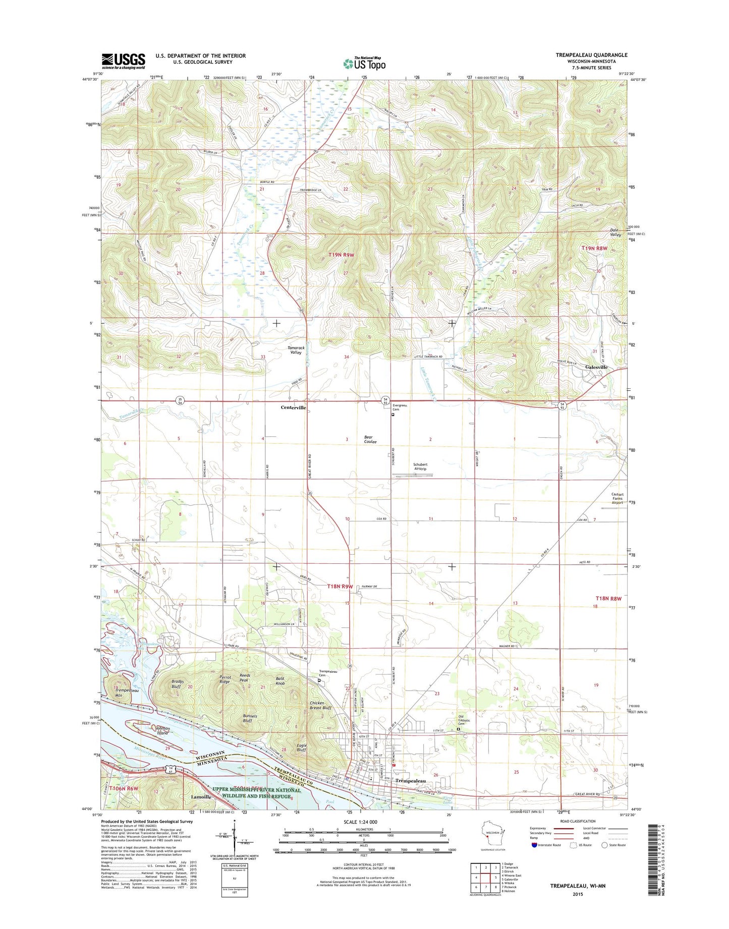 Trempealeau Wisconsin US Topo Map Image