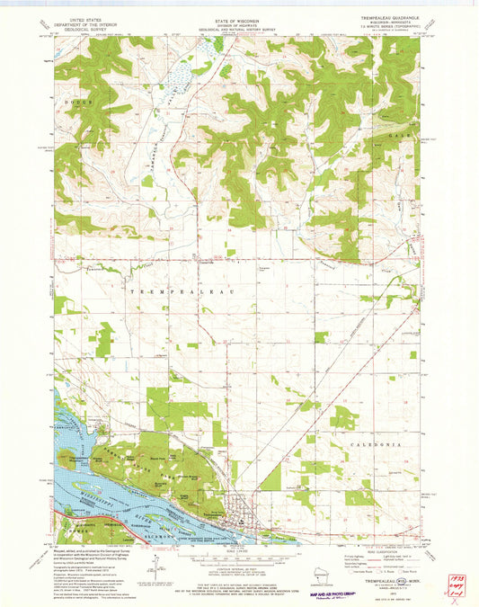 Classic USGS Trempealeau Wisconsin 7.5'x7.5' Topo Map Image