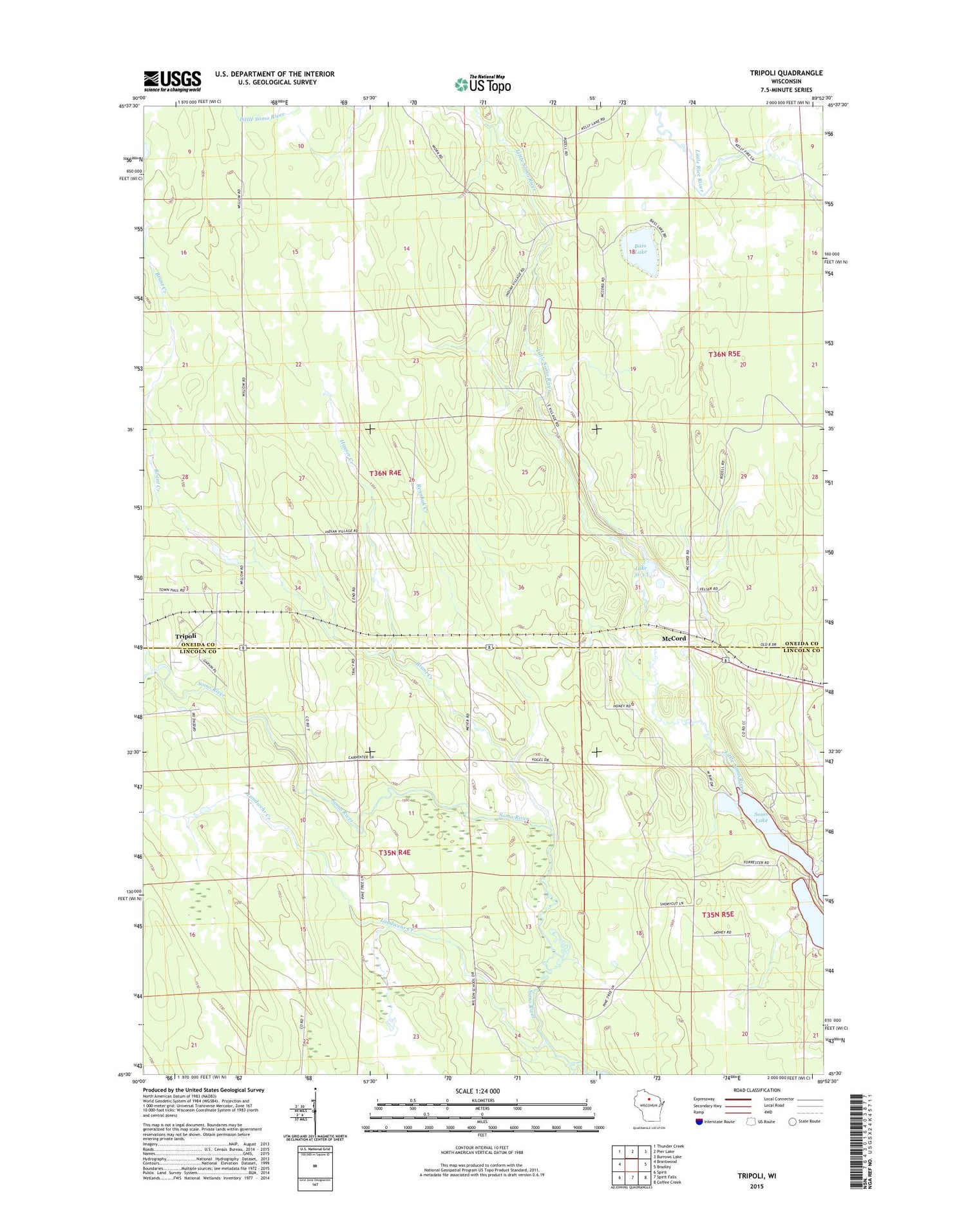 Tripoli Wisconsin US Topo Map Image