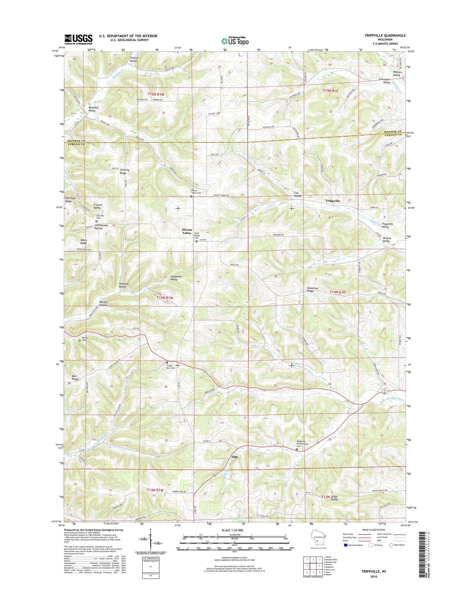 Trippville Wisconsin US Topo Map Image