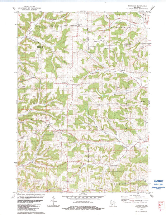 Classic USGS Trippville Wisconsin 7.5'x7.5' Topo Map Image