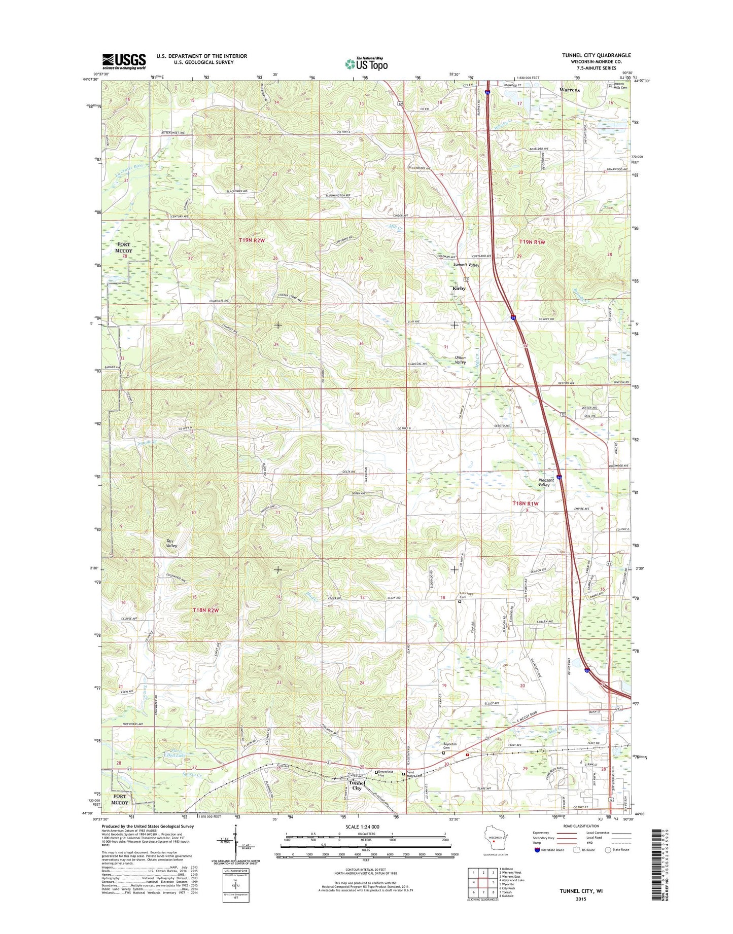 Tunnel City Wisconsin US Topo Map Image