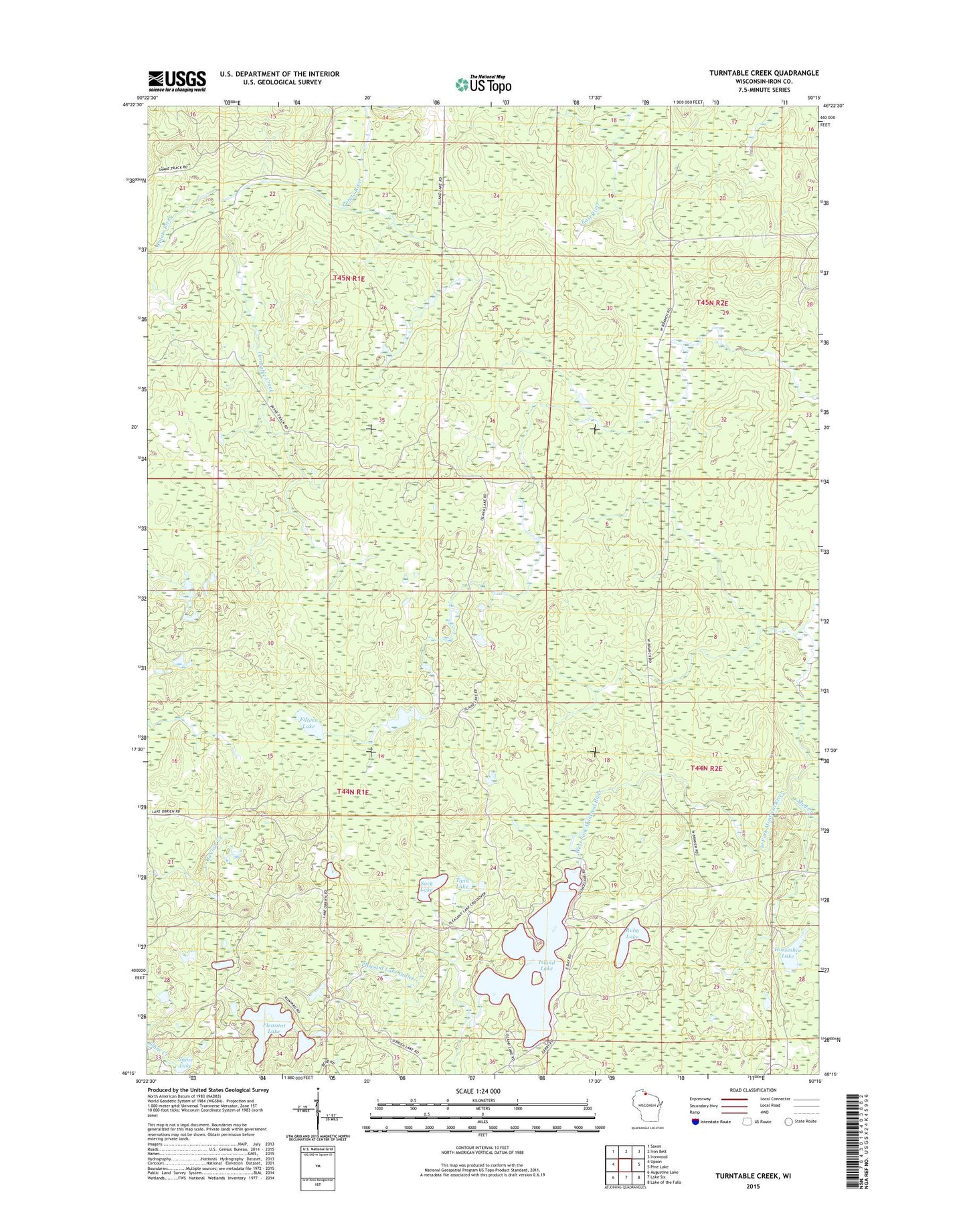 Turntable Creek Wisconsin US Topo Map Image