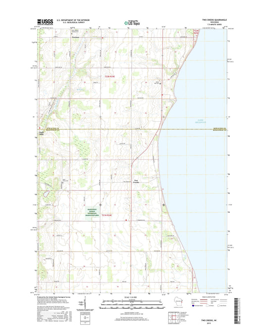 Two Creeks Wisconsin US Topo Map Image