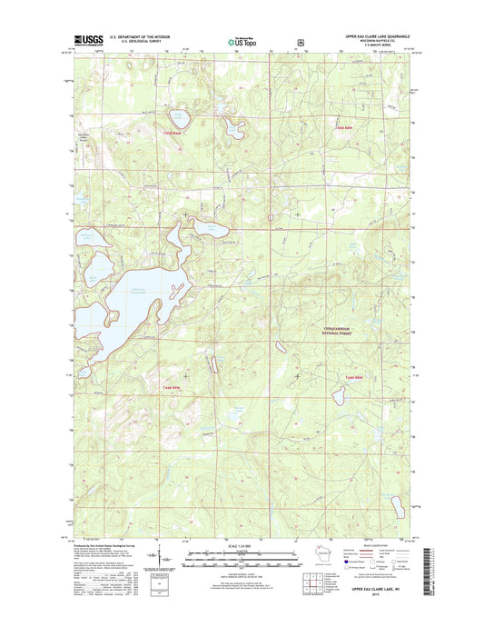 Upper Eau Claire Lake Wisconsin US Topo Map Image