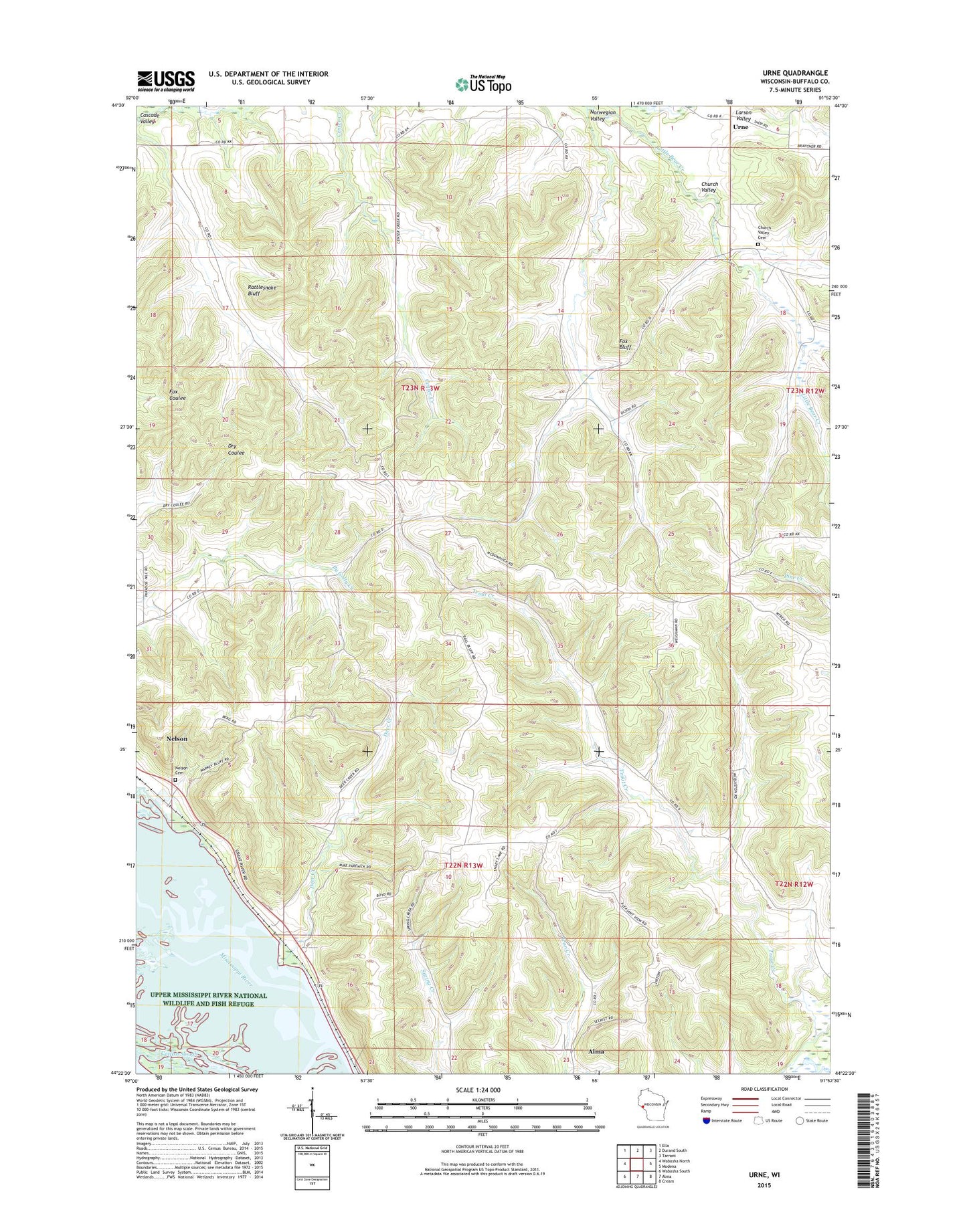 Urne Wisconsin US Topo Map Image