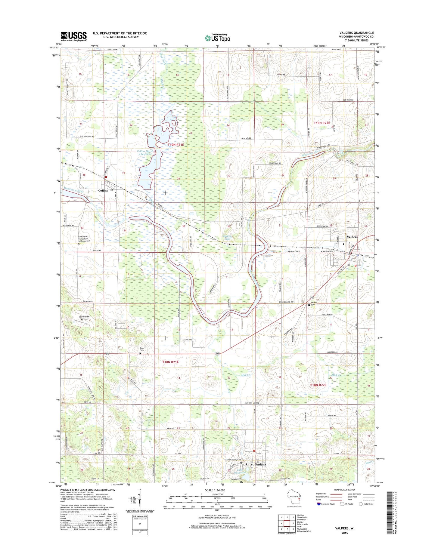 Valders Wisconsin US Topo Map Image