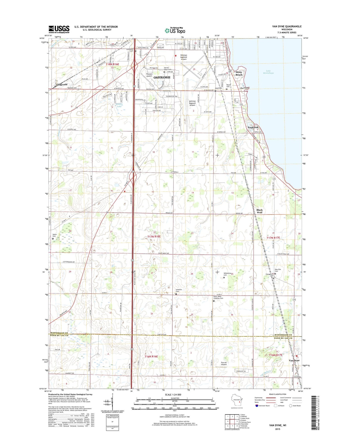 Van Dyne Wisconsin US Topo Map Image