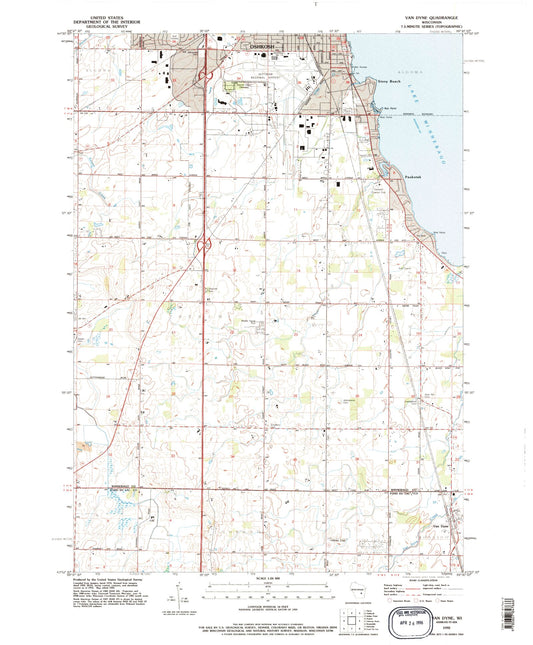 Classic USGS Van Dyne Wisconsin 7.5'x7.5' Topo Map Image