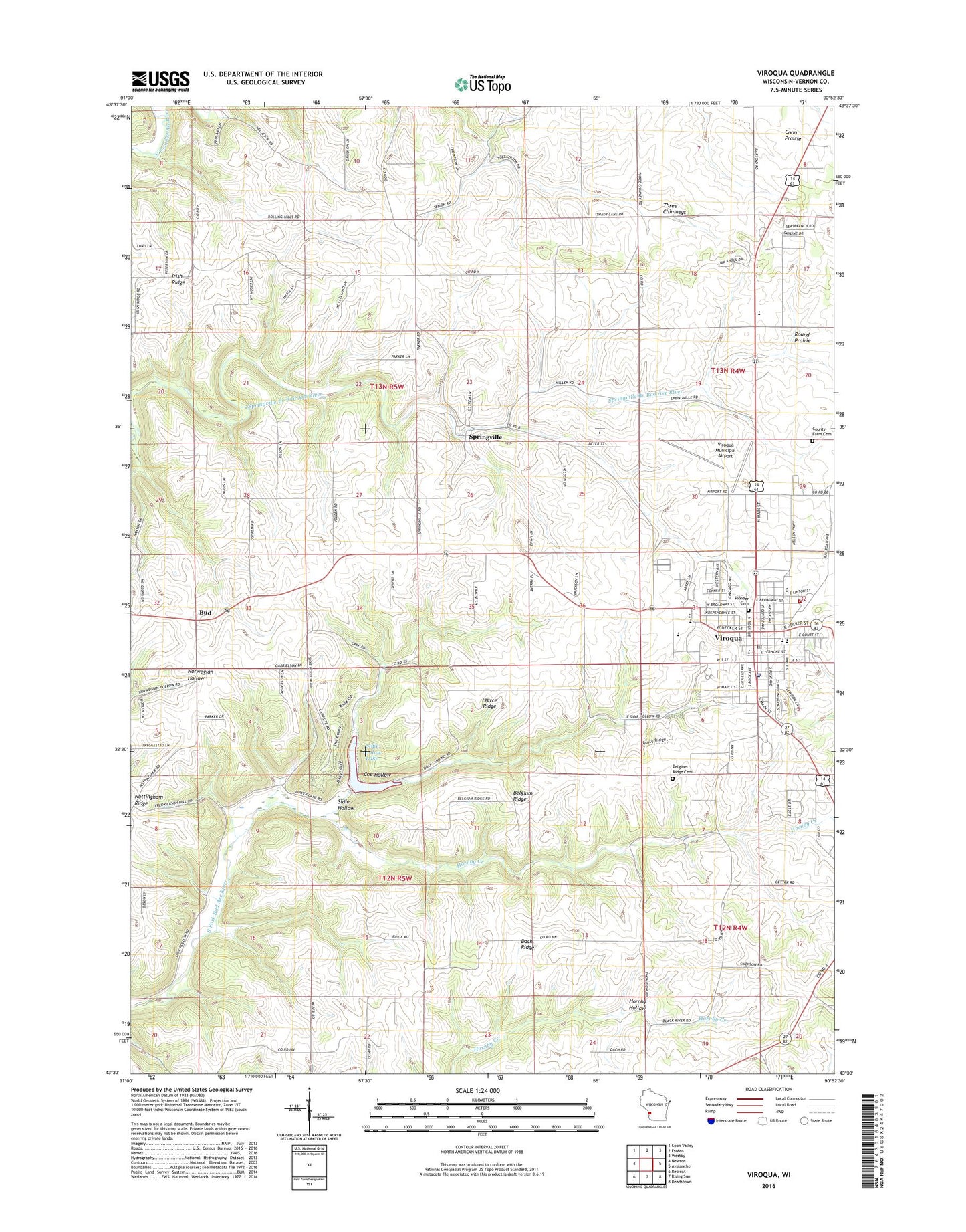 Viroqua Wisconsin US Topo Map Image