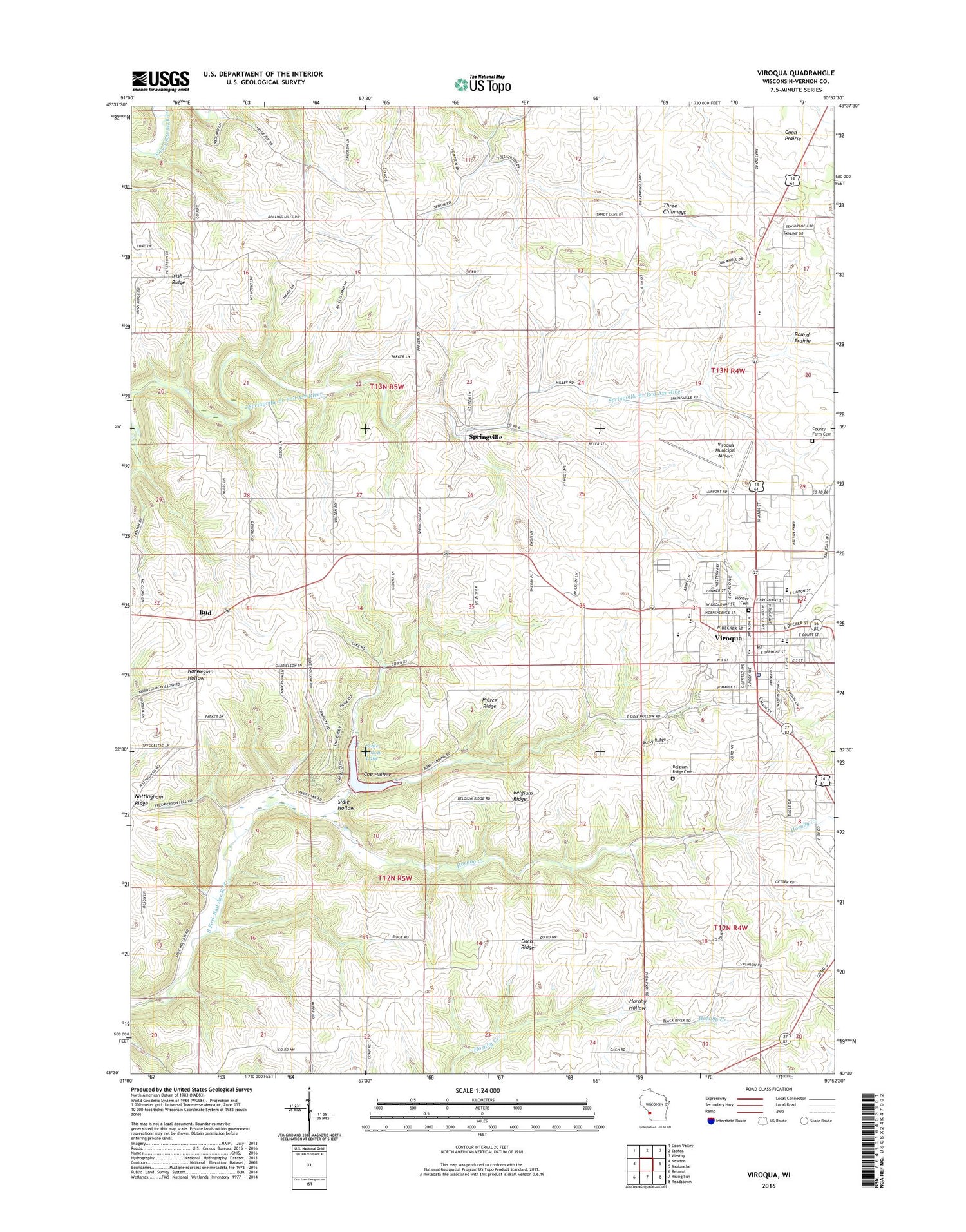 Viroqua Wisconsin US Topo Map Image