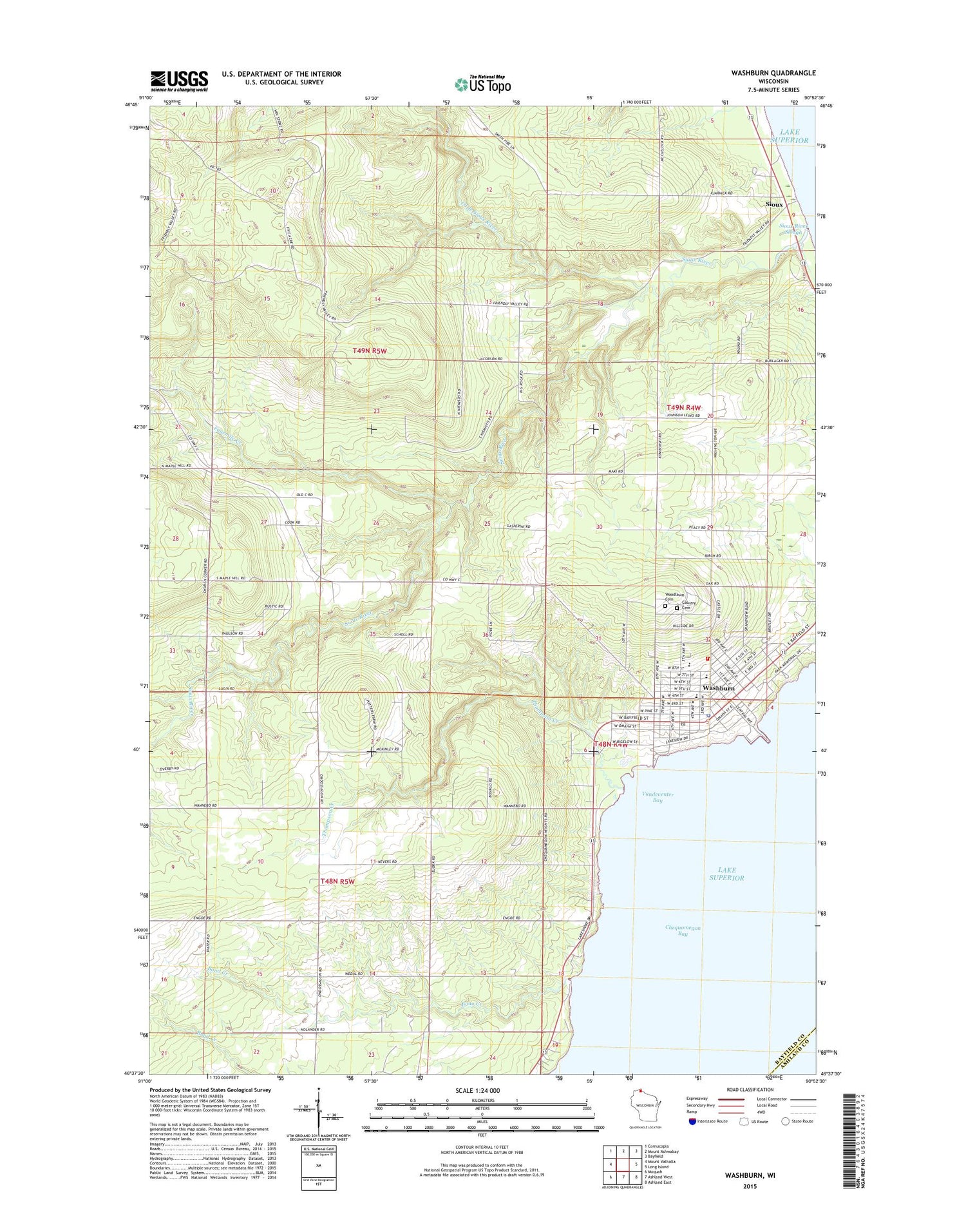 Washburn Wisconsin US Topo Map Image