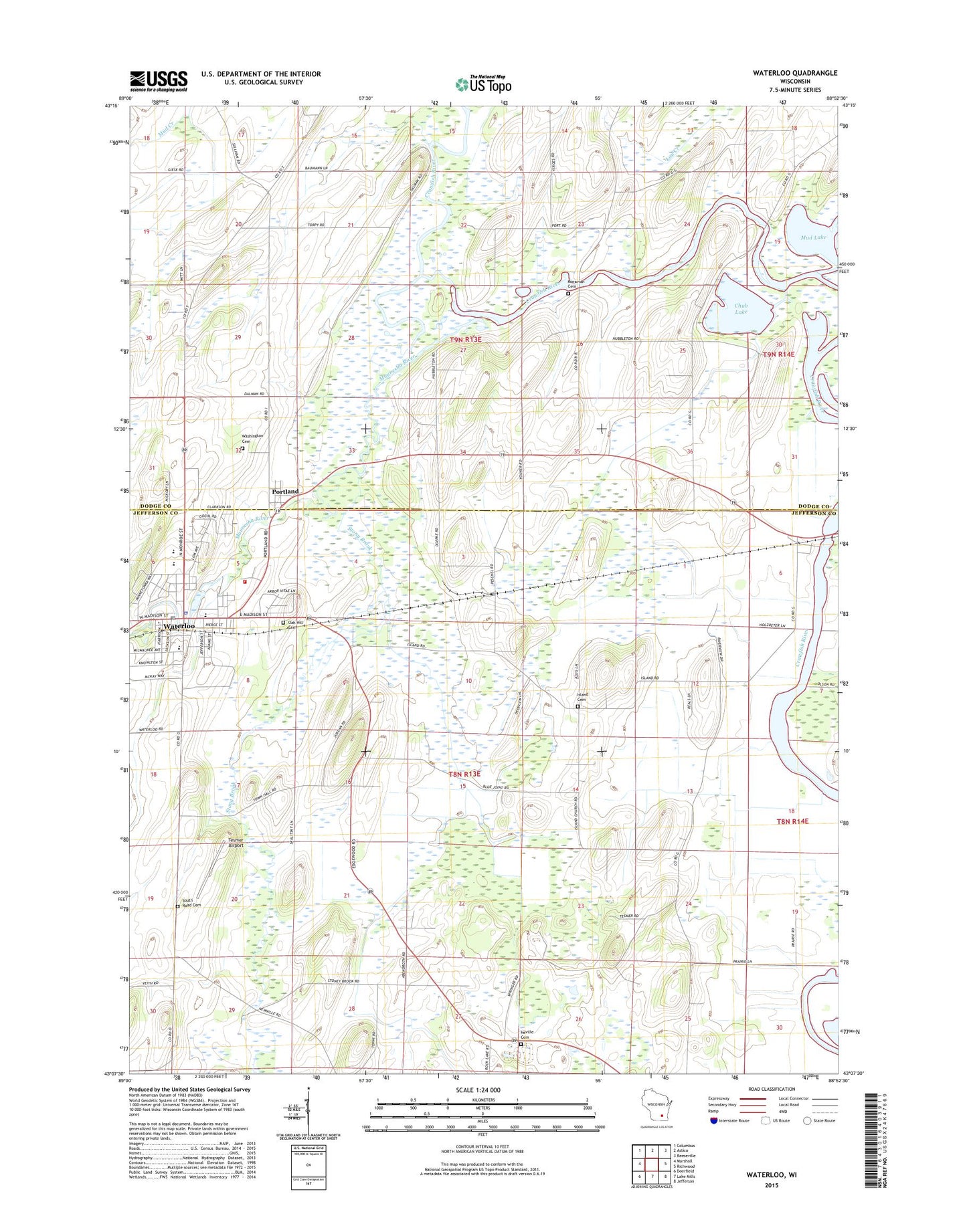 Waterloo Wisconsin US Topo Map Image