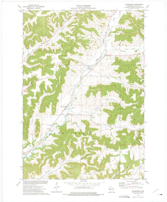 Classic USGS Waumandee Wisconsin 7.5'x7.5' Topo Map Image