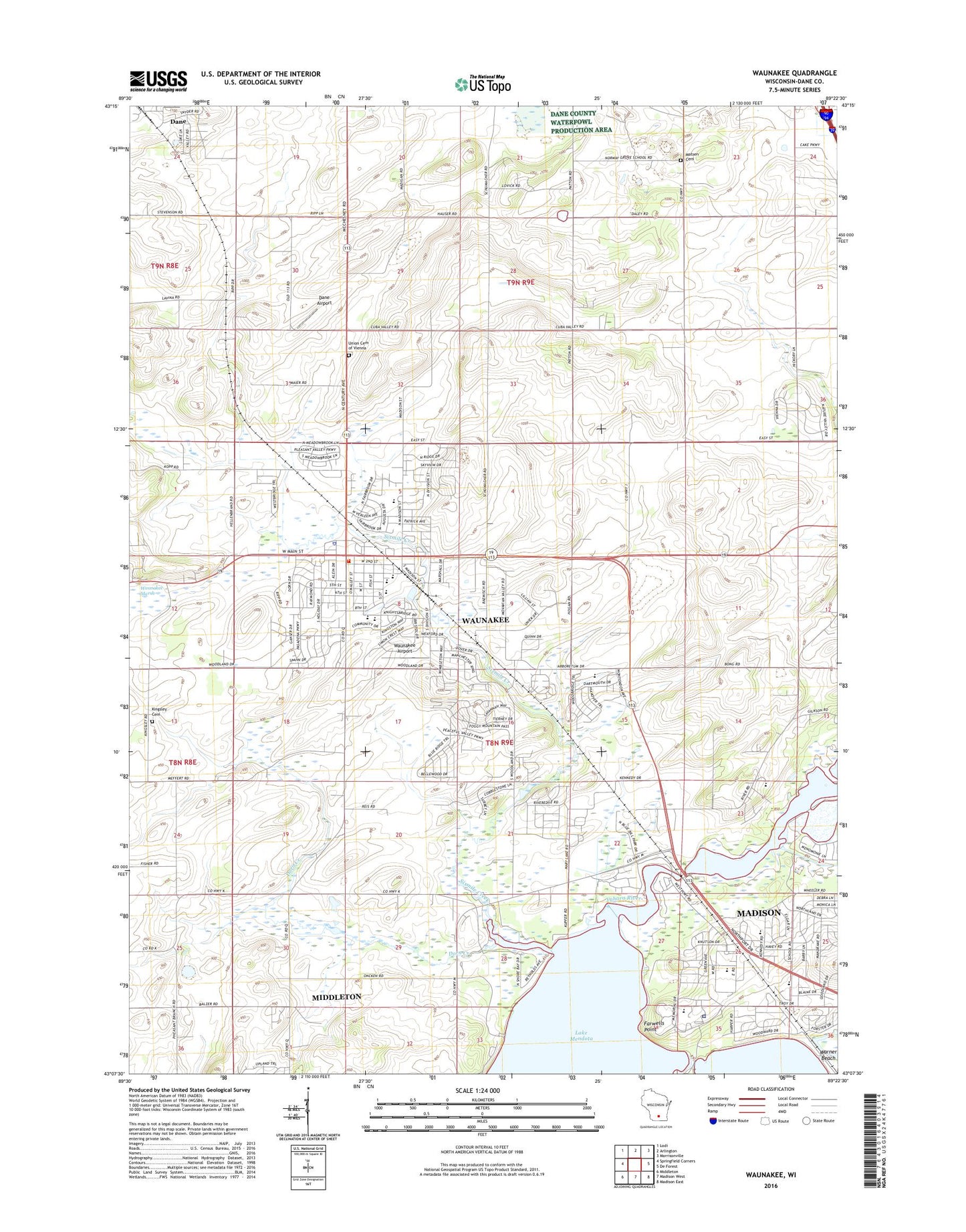 Waunakee Wisconsin US Topo Map Image