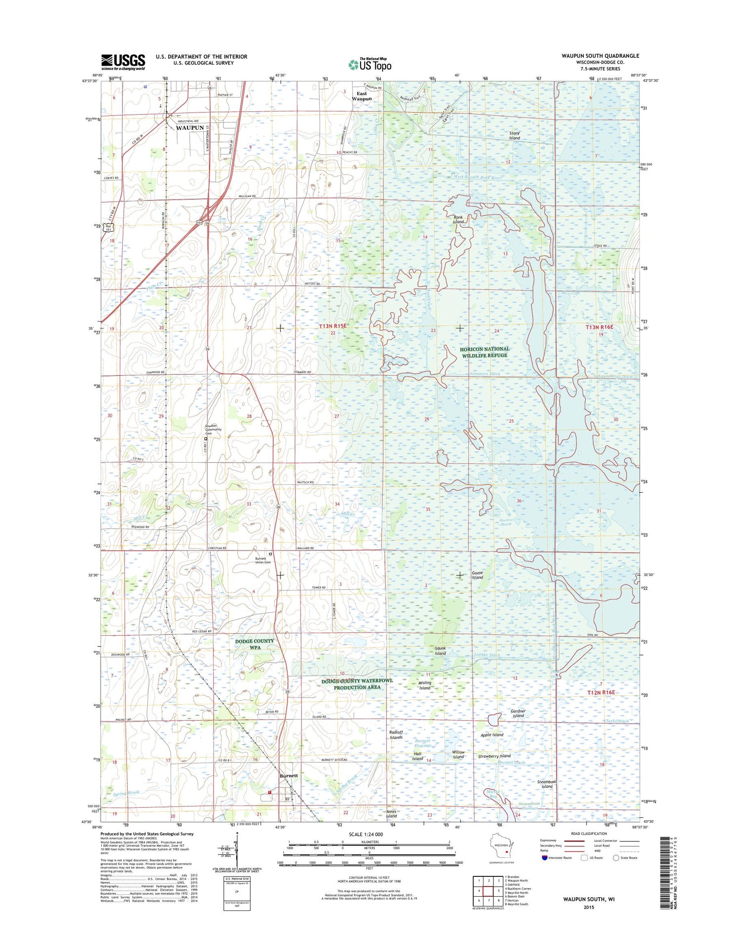 Waupun South Wisconsin US Topo Map Image