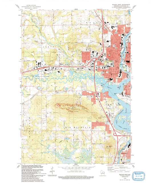 Classic USGS Wausau West Wisconsin 7.5'x7.5' Topo Map Image